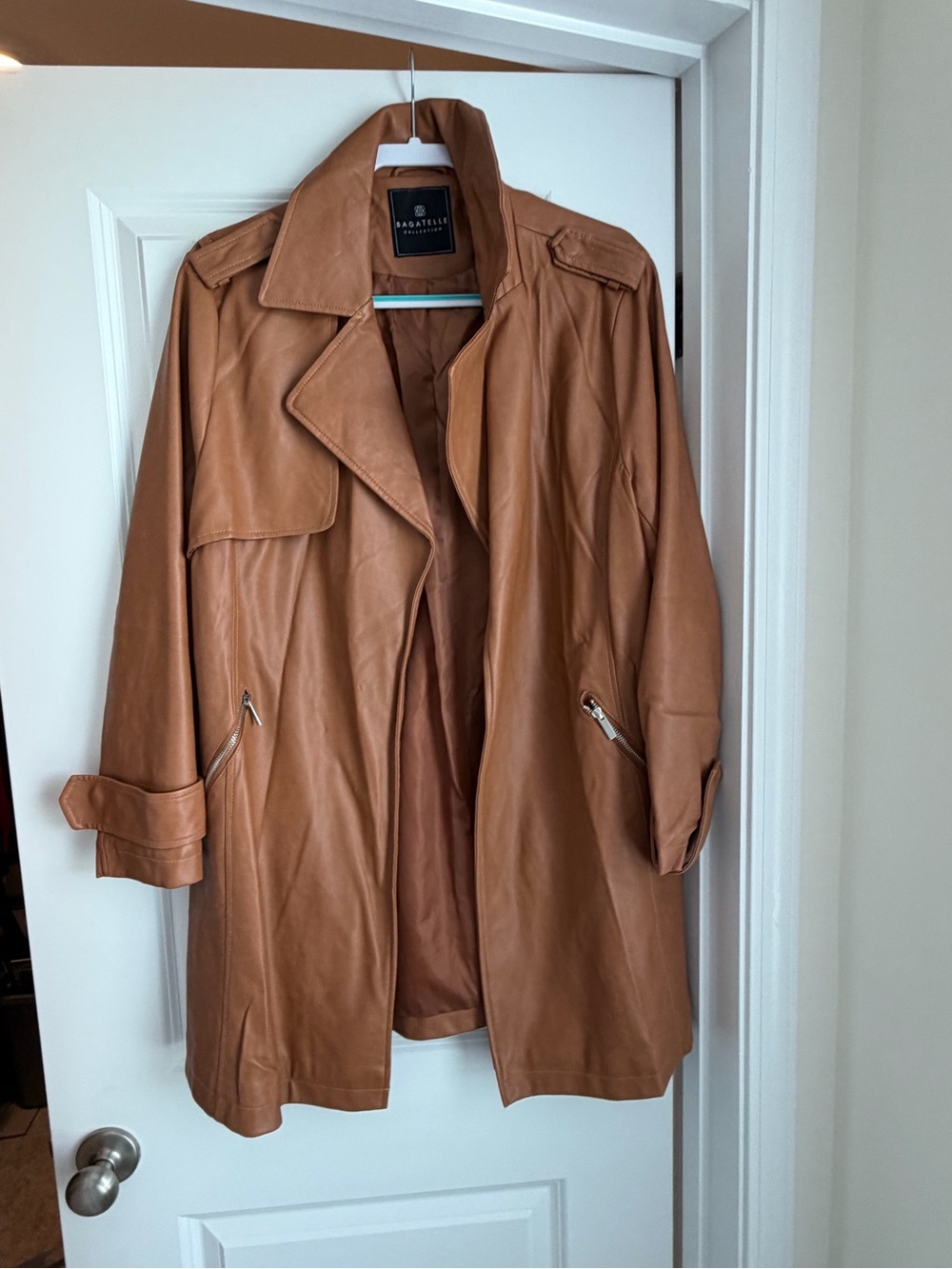 bagatelle Cognac Leather Trench Coat